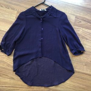 Tramp Medium High-Low Buttondown Top Purple